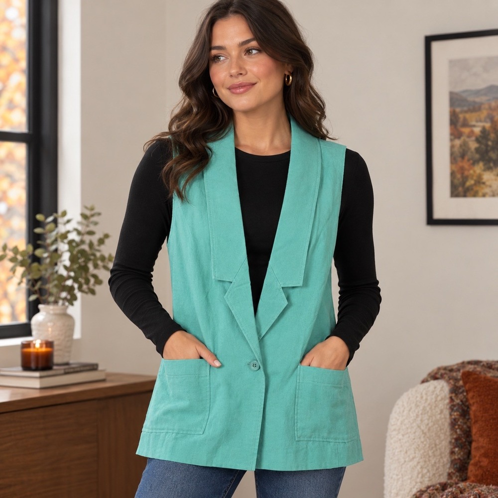 REBECCA MINKOFF Vest Jacket Top XS Turquoise Preppy Minimalist Classy NWT